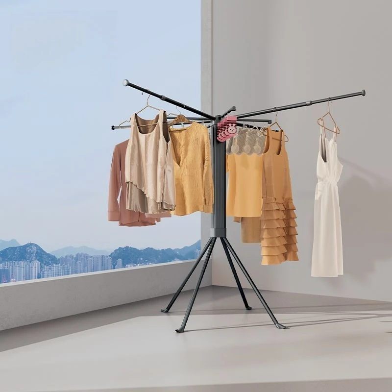 

Foldable floor-to-ceiling small square box drying rack Balcony retractable clothes hanging rod Installation-free small apartment