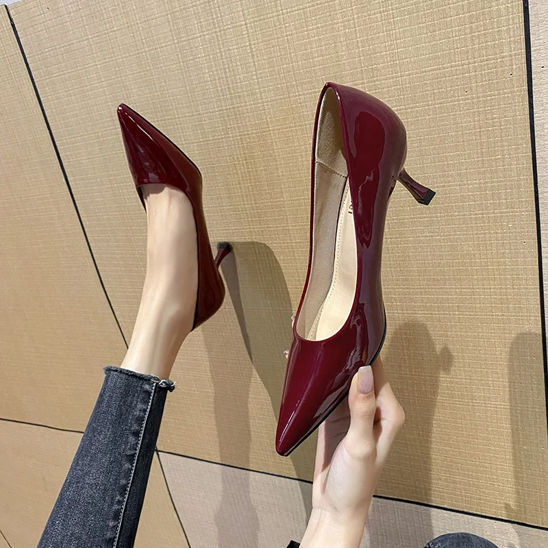 

Туфли-слипоны из натуральной кожи на высоком каблуке для весны и осени, удобная рабочая обувь, модная женская обувь малого размера