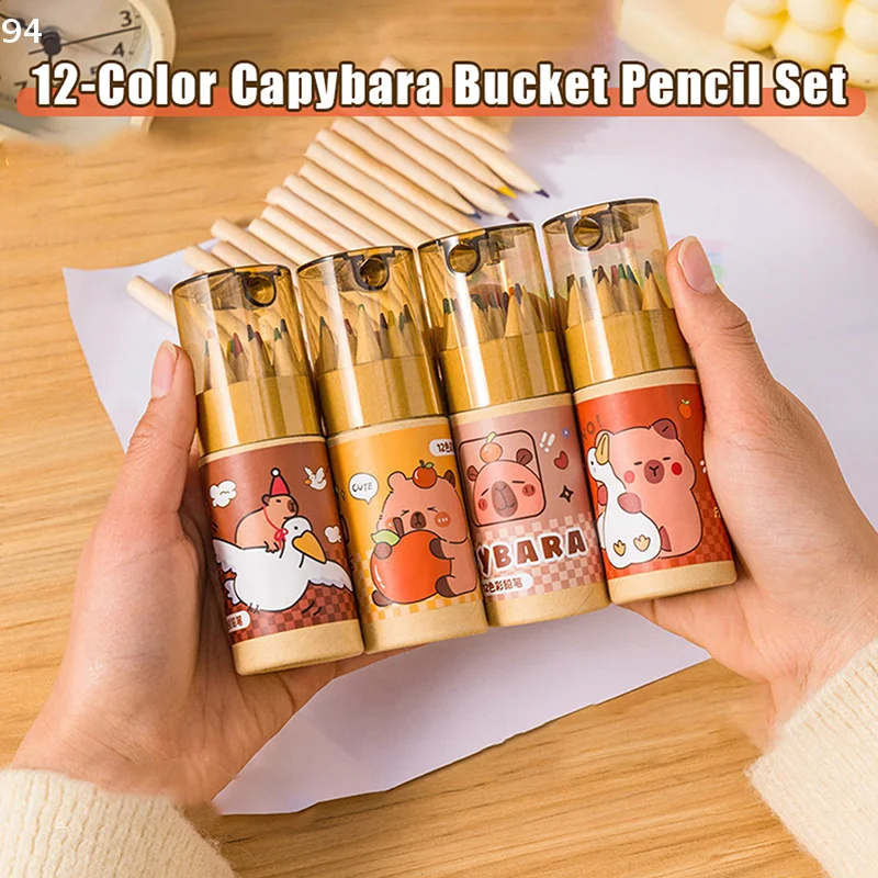 12 Adorable Capybara Pencils With Sharpeners And Straight Tips, Perfect For Schools, Offices, And Student Stationery