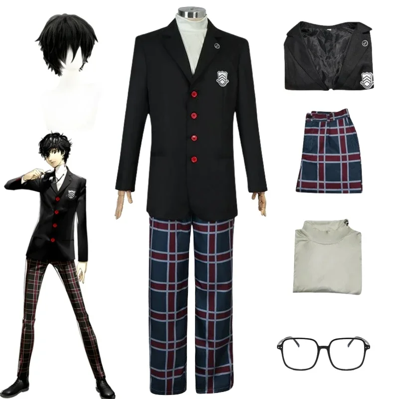 

Persona 5 Akira Kurusu Cosplay Costume P5Rain Palace Lotus Ren Amamiya Full Set School Uniform Mens Unisex Blazer Outfit