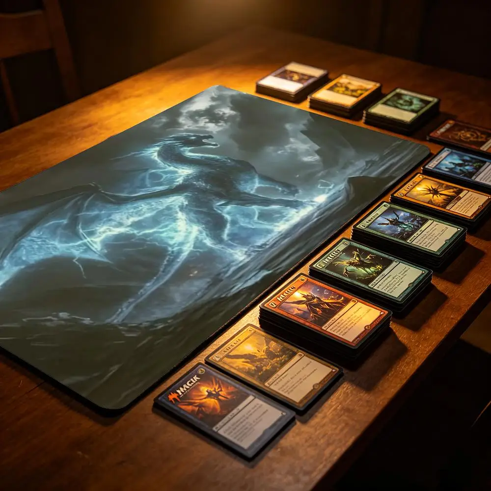 14x24inch Playmat Non-Slip Rubber Material Precision Lock Edge Keyboard Desktop Pad Card battle mats PC Accessories Dragon