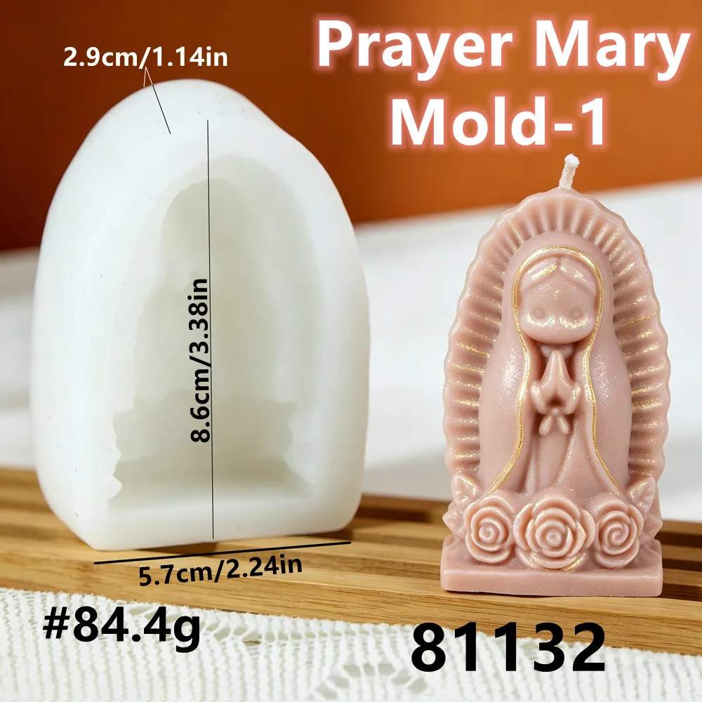 3D Cute Virgin Mary Silicone Candle Mold for DIY Aroma Candle,Soap & Resin Craft,Meditation Room Decor & Religious Gift