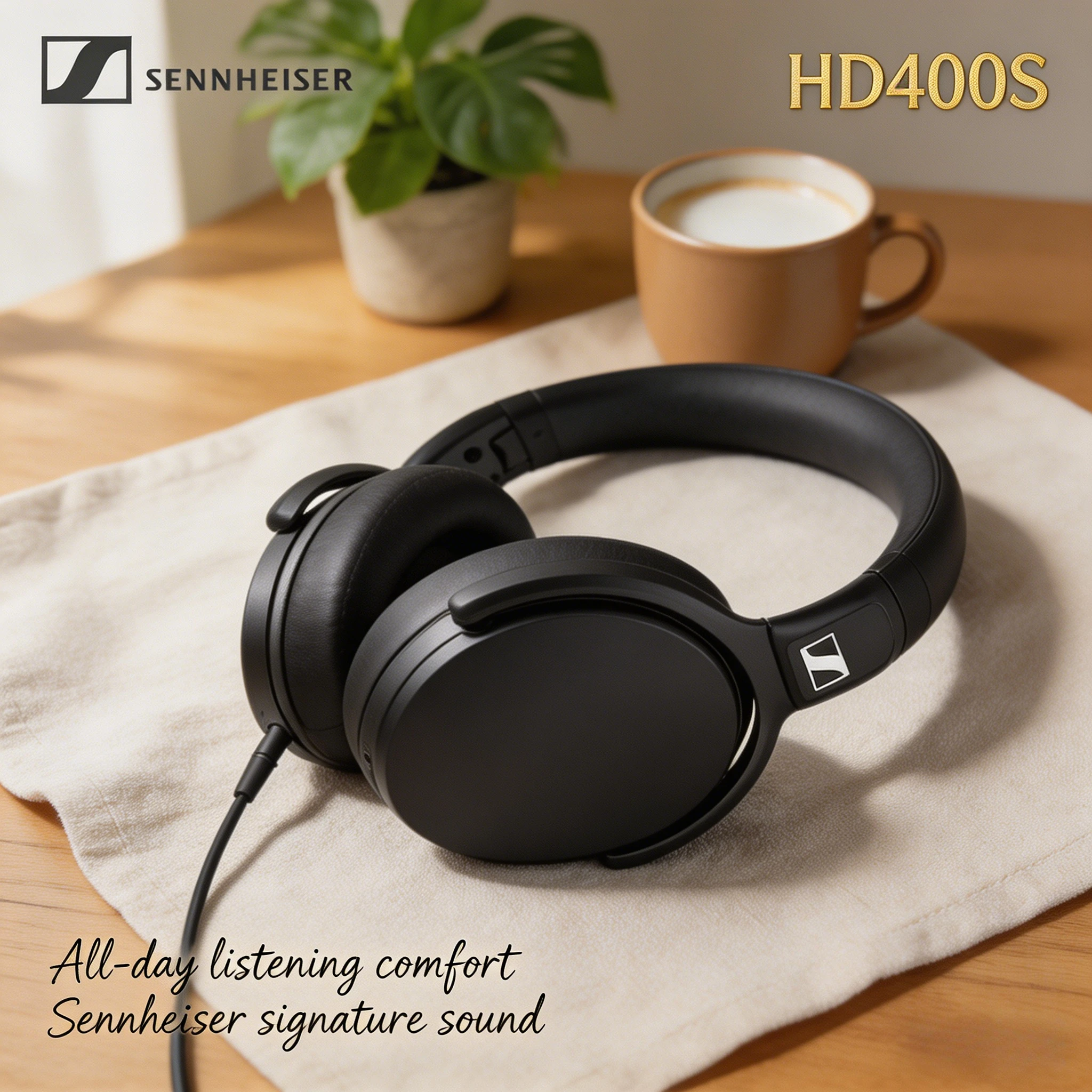 

Sennheiser HD400S Wired Headphones Original Noise Isolating Stereo Deep Bass Foldable with Mic Around-Ear for Smartphone Travel