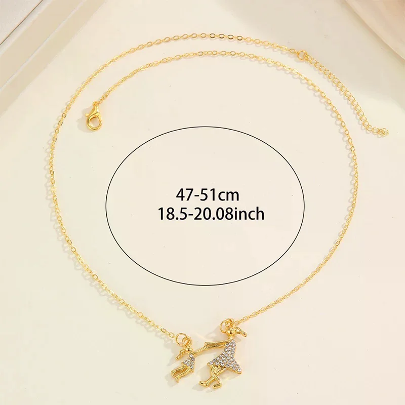 Female Crystal Zircon Cute Mother And Daughter Pendant Necklace Jewelry Mother's Day Gift