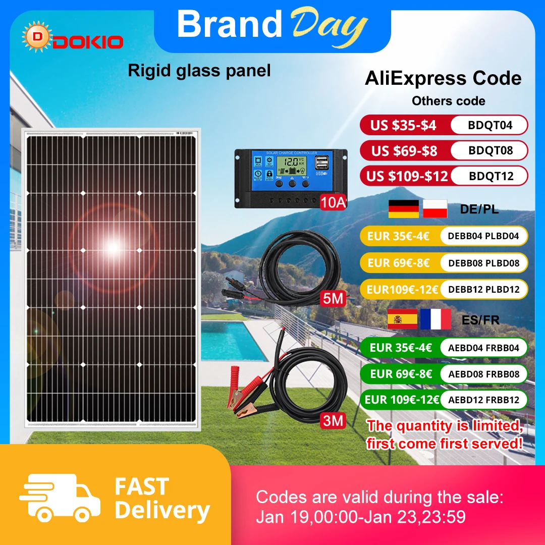 Dokio 18V 100wset 200wset 400wset Waterproof New Rigid Solar Panel Controller