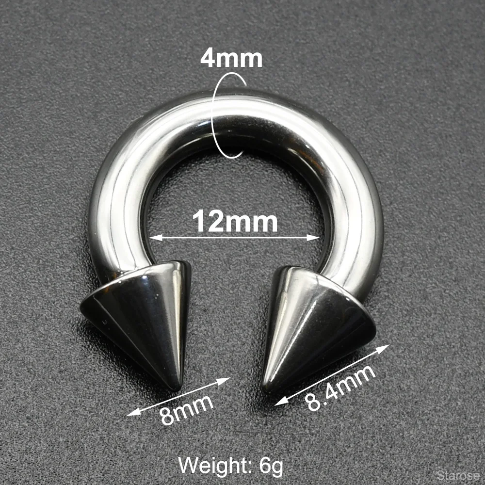 0G Punk Spike Große Größe Innengewinde Edelstahl Kegel Kreisförmige Barbell Piercing Septum Nasenring Hoop Helix Ohrringe – Detail 8