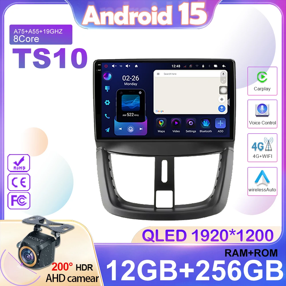 

Car Radio For PEUGEOT 206 206CC 206SW 2000-2008 Auto Multimedia Player GPS Autoradio Carplay 2 din carplay Auto Android 15