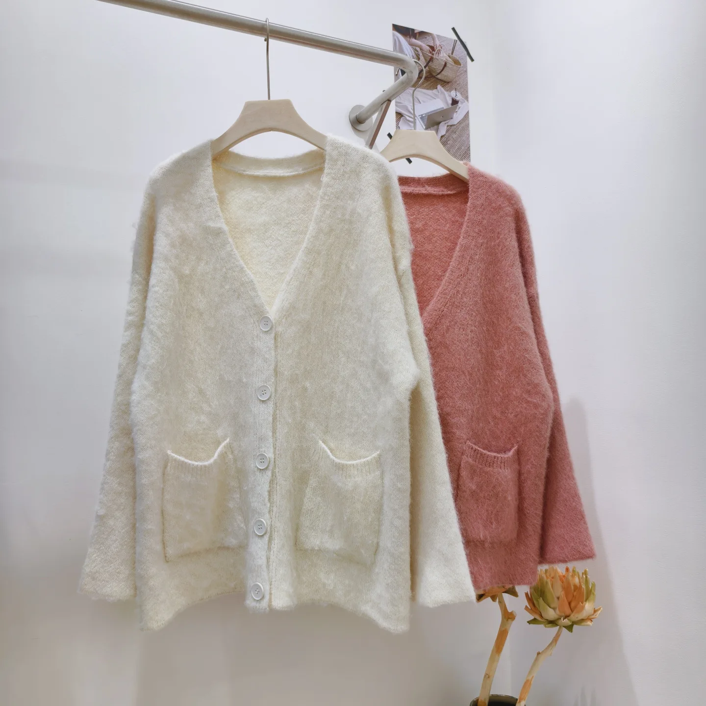 

Autumn Chic Sweater Cardigan Women Lazy Wind Single-Breasted Knitted Cardigan Women Solid V Neck Cardigans Female