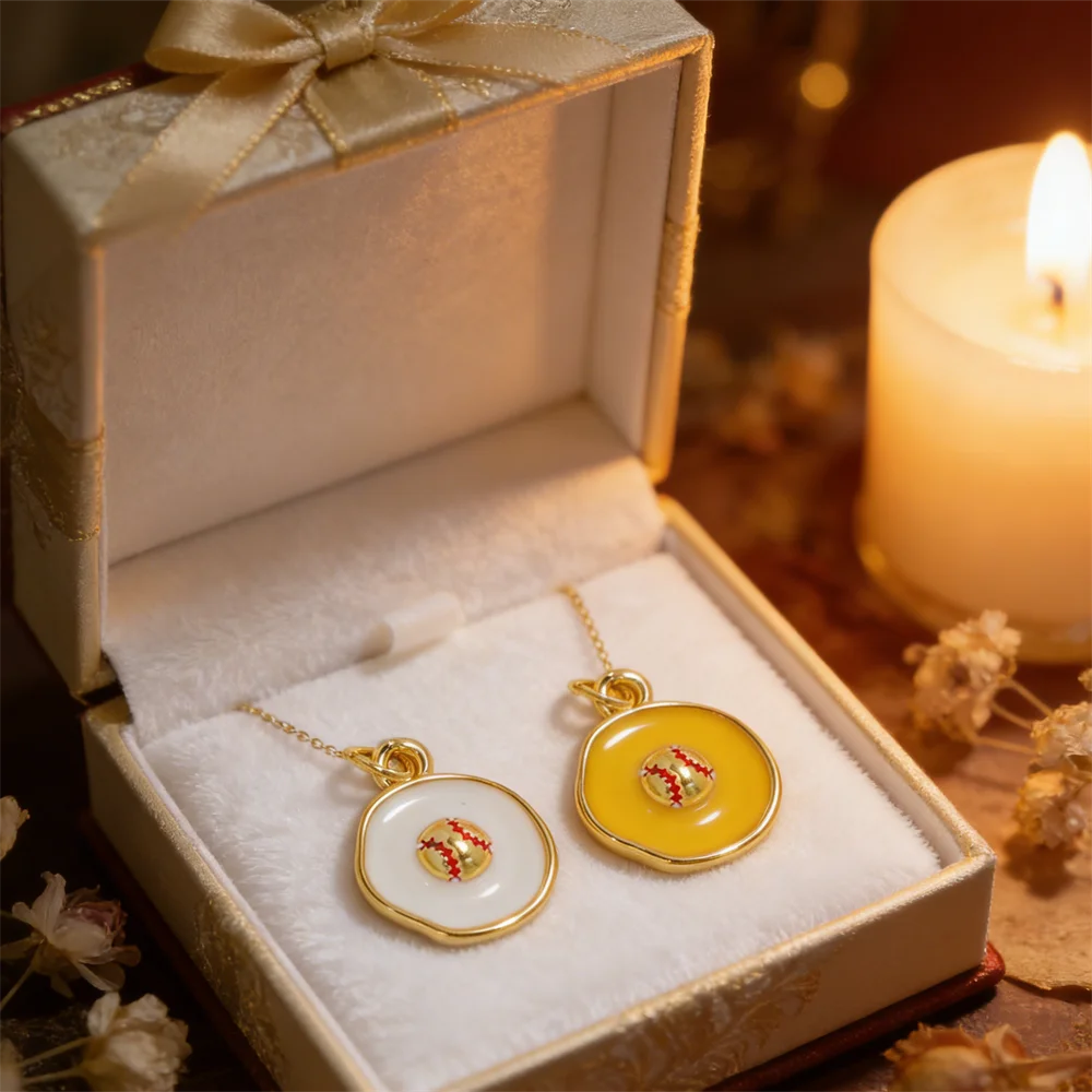 4 pçs pingentes de bronze esmalte padrão beisebol charme redondo para diy jóias esportivas estilo casual acessórios colar pulseira fazendo