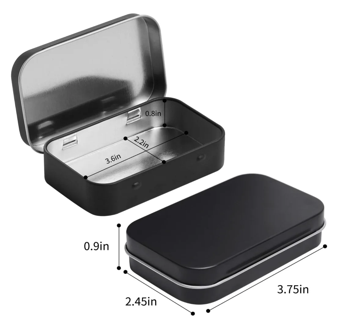 Metal Rectangular Hinged Tins - Pack of 40 Matte Black Mini Portable Box Containers Small Empty Storage Tins with Lids Home