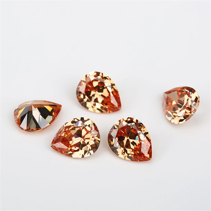 Cubic Zirconia 5A 10pcs Pear Shape 2x3-13x18mm White Red Green Pink Purple Black Color Loose CZ Stone Synthetic Gems For Jewelry