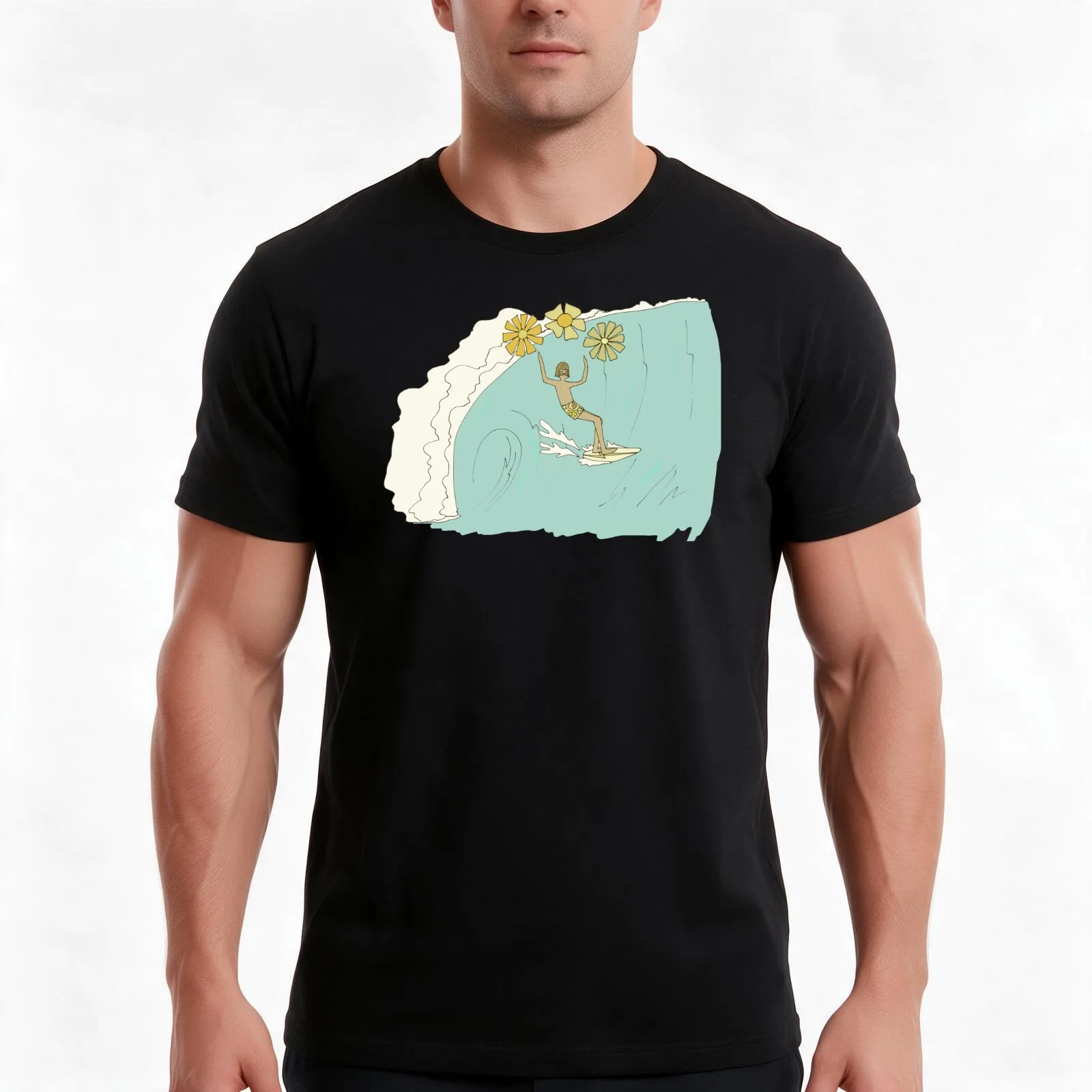 gerry lopez inspired pipeline single fin master retro surf art by surfy birdy T-Shirt, Summer Casual Cotton Tee, 100% Cotton