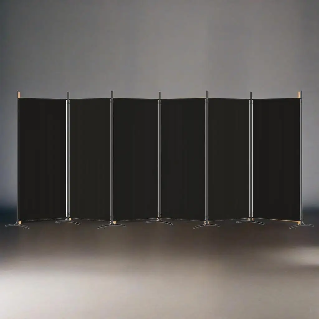 Black 6-Panel Fabric Room Divider 204.7x70.9 - Stylish Screen for Home Decor