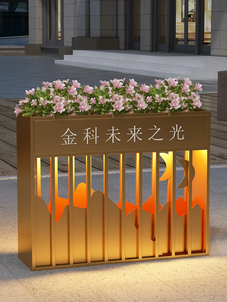 Iron flower box outdoor municipal courtyard guardrail, flower bed, flower groove partition, commercial square flower fence