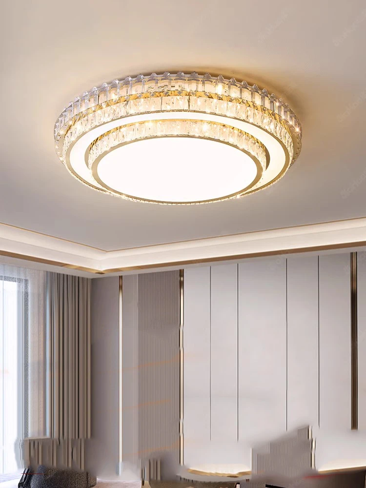 Ceiling Lamp Modern Luxury with Crystal Home Decoration Led White Ceiling Chandelier Round for Living Room Bedroom