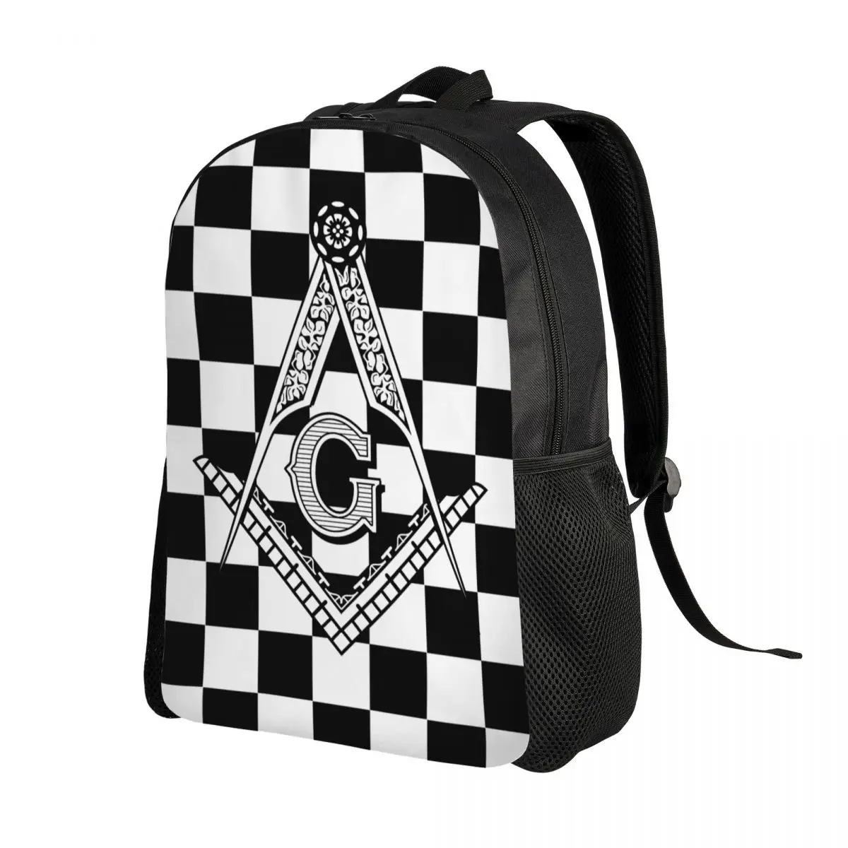 Custom Freemason Symbol Backpack for Men Women Waterproof School College Masonic Mason Freemasonry Bag Print Bookbags