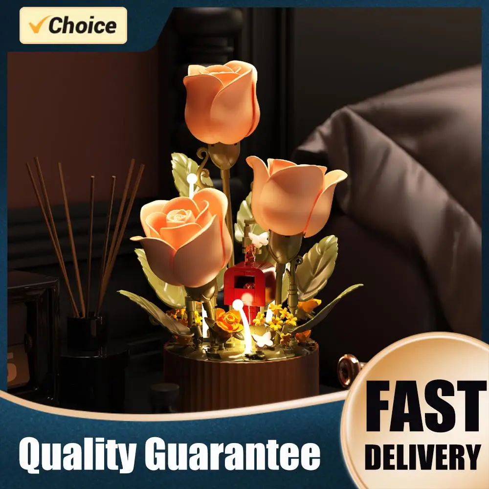 

Watering Can Flower Building Blocks Set Remote Control Automatic Bloom Mechanical Flower Kit for Kids Adults Christmas Gift