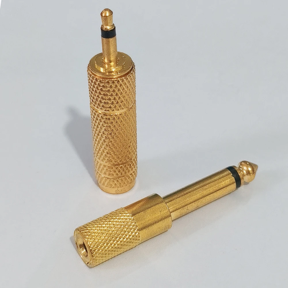 1/5 Stück vergoldeter Mono-Audio-Klinkenadapter, direkt ab Werk, 3,5 mm Stecker/Buchse auf 6,5 mm Stecker/Buchse, Mikrofon-Steckverbinder – Detail 2
