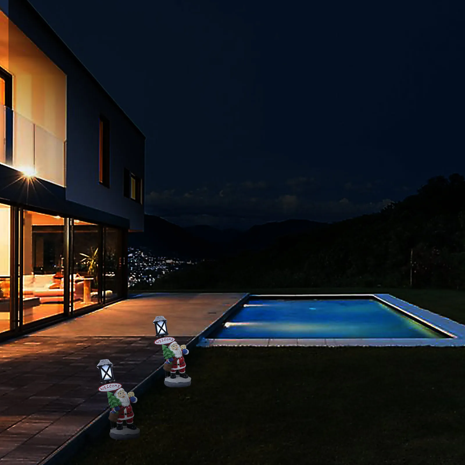 1 قطعة عيد الميلاد سانتا كلوز ليلة مصباح الإبداعية الراتنج عيد الميلاد زخرفة منضدية ديكور متوهجة مهرجان الديكور عيد الميلاد الحرف #5