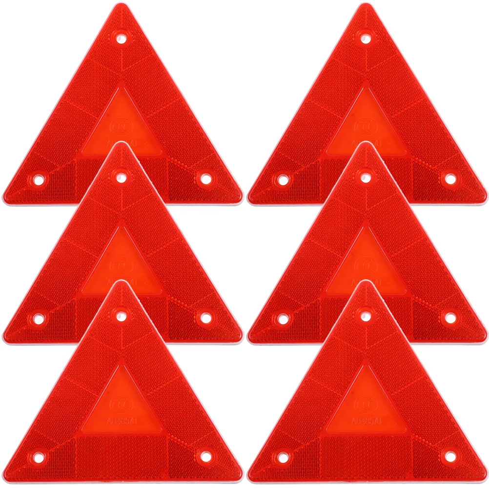 6pcs Vehicle Triangle Reflectors Safety Sign Slow Moving Triangle Warning Signs