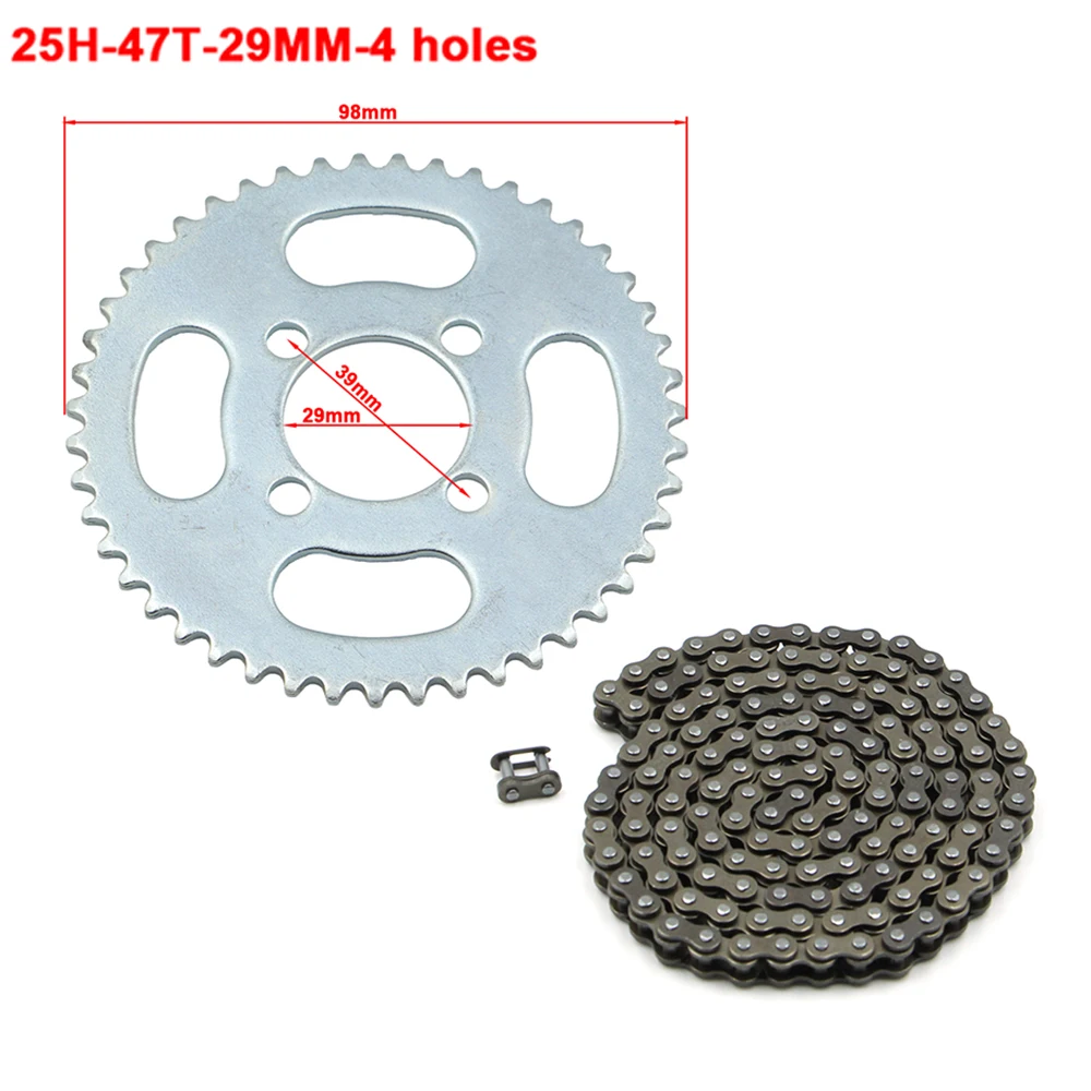 25H 47/55/65/70/80/92T Kettenrad hinten, 132 Glieder, Kettenkit für 43cc 47cc 49cc Elektro-Mini-Moto ATV Quad Dirt Pocket Bike Scooter