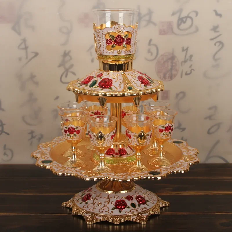Automatic Wine Dispenser Set with Crystal Goblets for Baijiu and Red Wine Elegant Household Glassware High End Gift for