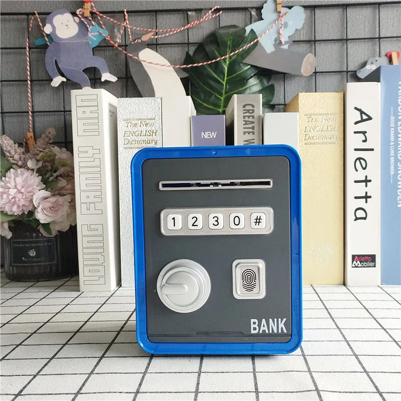 Automatic Roll Money Piggy Bank, Fingerprint Password Simulation Electric Sound Light Kids Large Capacity Savings Safe Toy - view 5