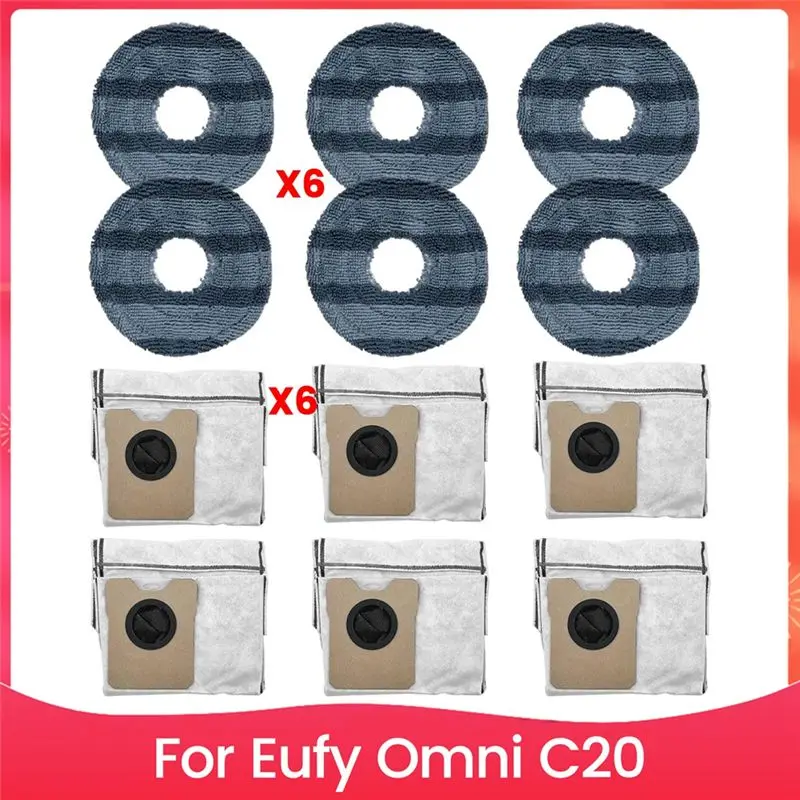 

AEE8-12 Pcs Dust Bag Mop Pad For Eufy Omni C20 Robot Vacuums Cleaner Replacement Parts Vacuum Bag Mop Pad Accessories