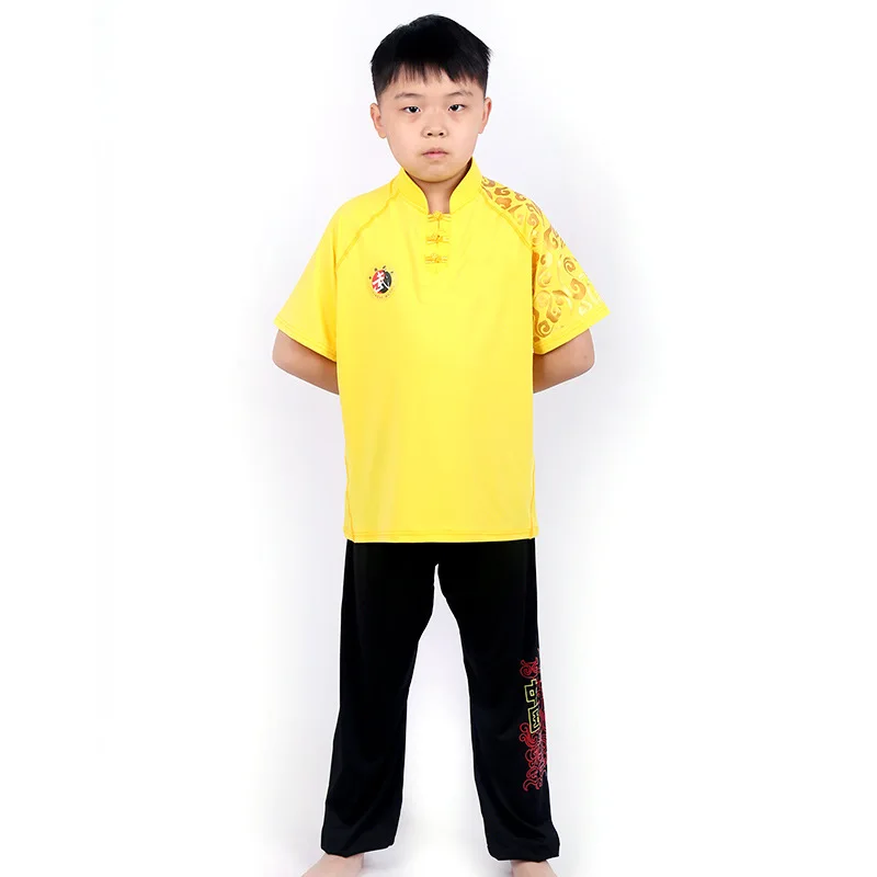 Kids Boys Short Sleeve Taiji Clothes Tai Chi Suits Wushu Garment Tang Suit Kung Fu Uniform Martial Arts Top+pants Set