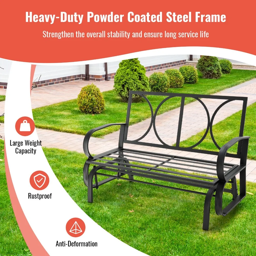 كرسي هزاز متأرجح بمقعدين للاستخدام الخارجي في الشرفة ومقعدين لحديقة الفناء #5