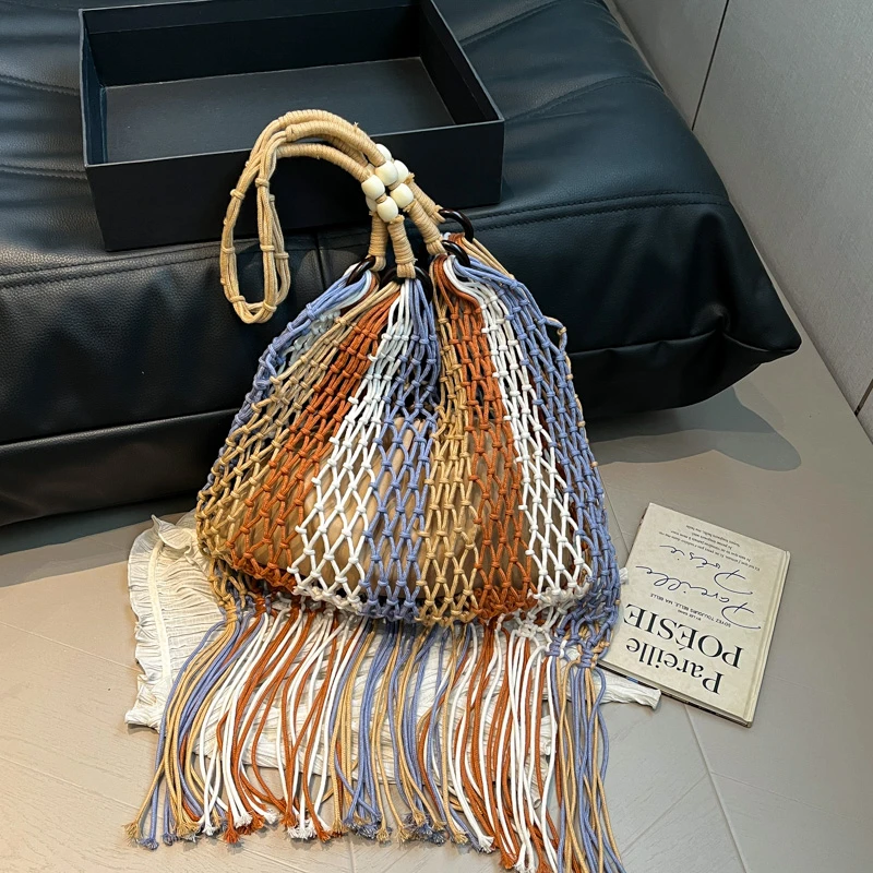 

Полая тканая большая сумка для женщин, 2024, легкая женская сумка на плечо для отпуска, дорожные пляжные женские сумки