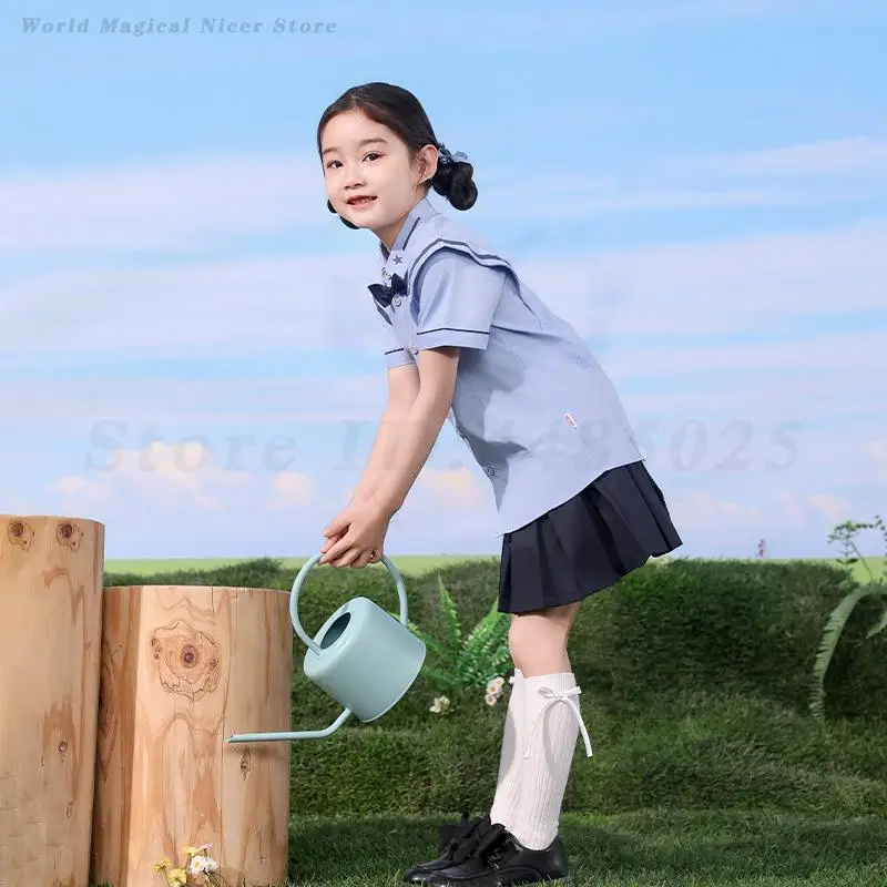 Uniforme escolar de verão, fantasia de jardim de infância infantil, meninos, estilo acadêmico, roupas esportivas, meninas, vintage, conjunto de duas peças