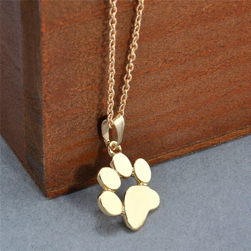Fashion Women's Cute Pet Footprint Cat Paw Pendant Chain Necklace Jewelry Dog Paw Print Design Accessory
