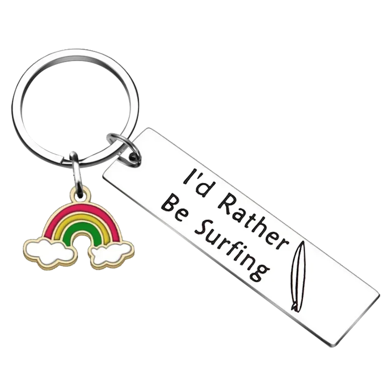 Hot I'd Rather be Surfing Keychain Sports Surfer Key Rings Surfboard Gift Water Sport Gift for Windsurfer