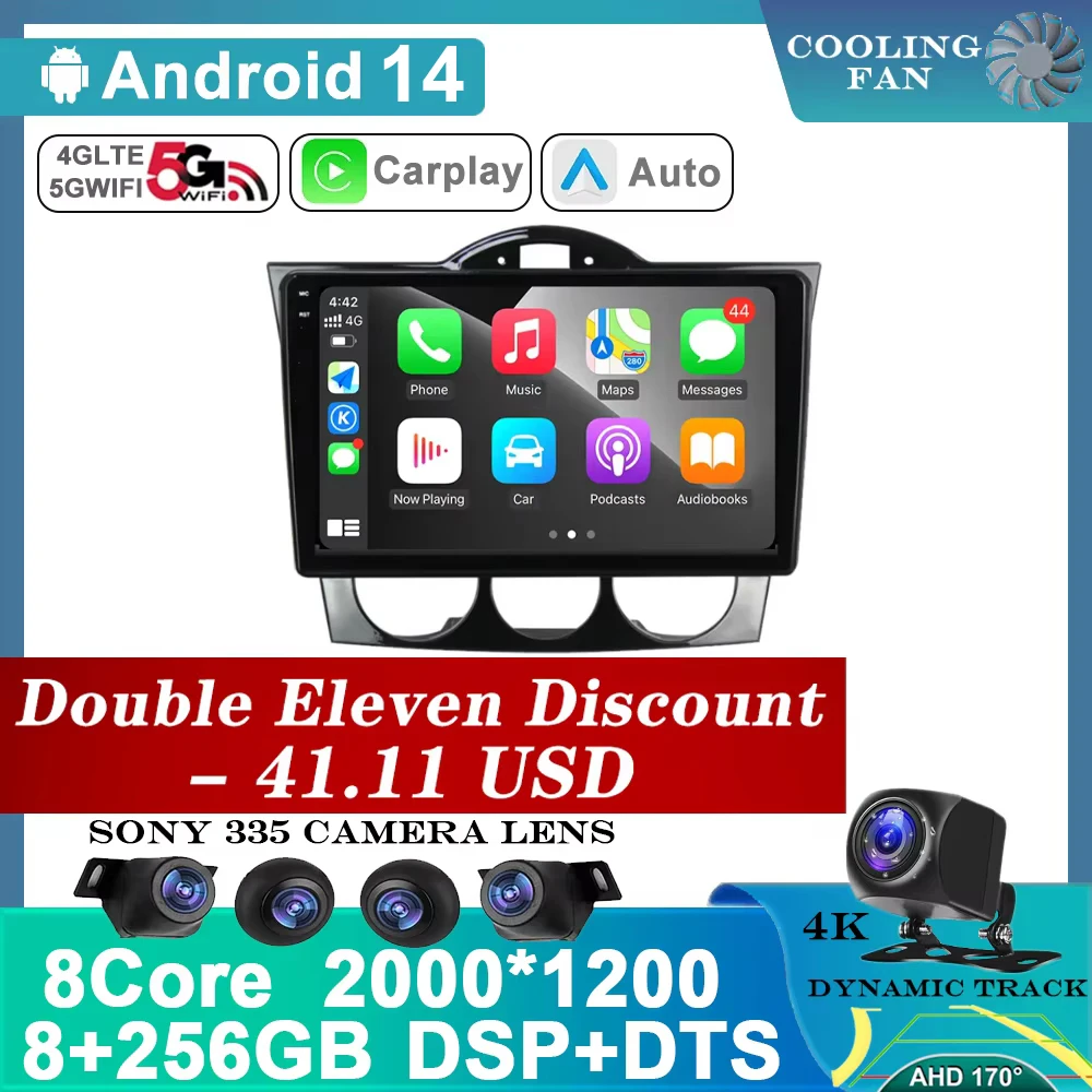

For MAZDA RX8 2008-2021Car Multiemdia Player Radio 9 Wireless Carplay Android 13 GPS Navigation QLED Touchscreen AutoRadio