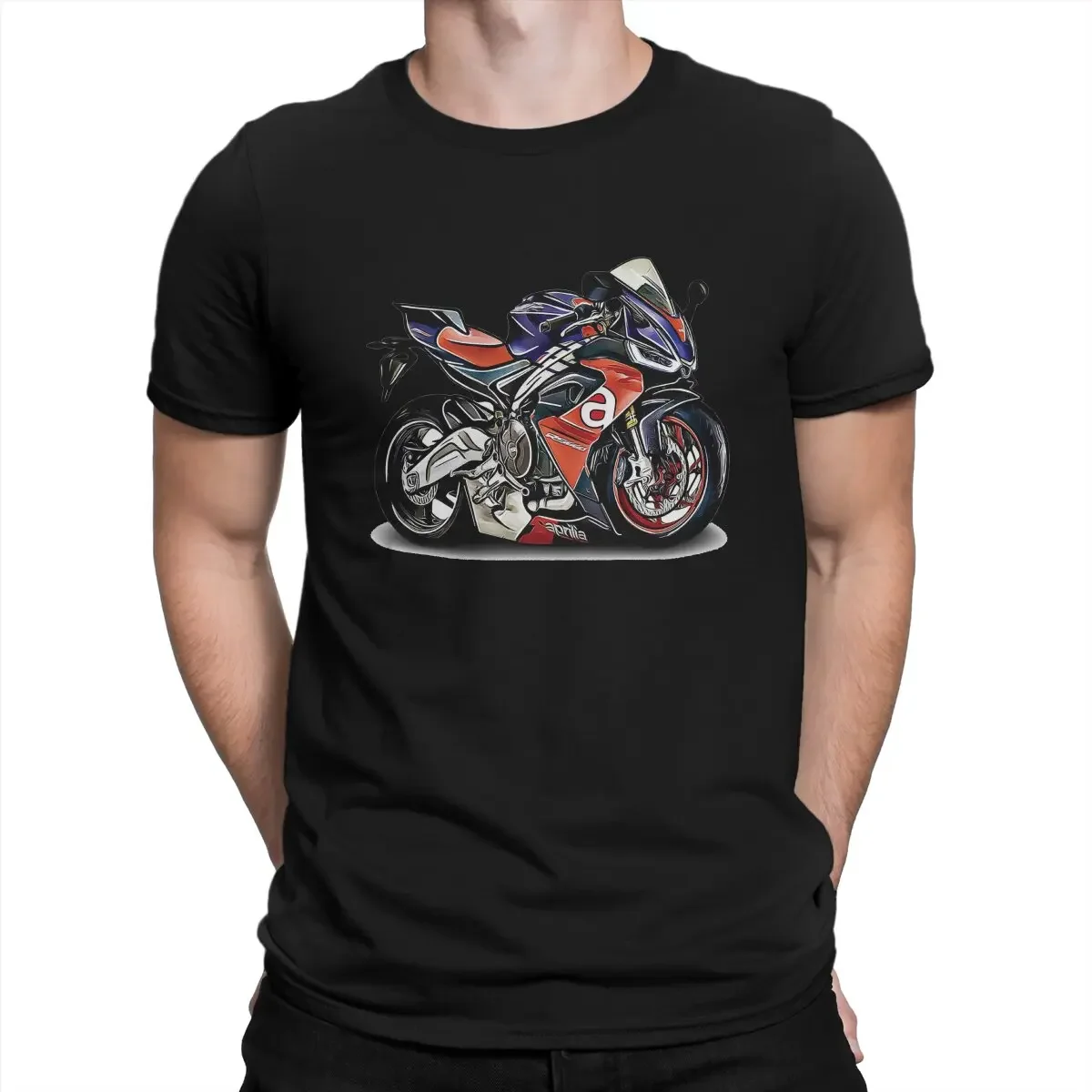 Motorcycle Racing Creative TShirt for Men Cartoon Art of 2022 RS660 Motorcycle Motorbike Round Neck Basic T Shirt Clothes Tops