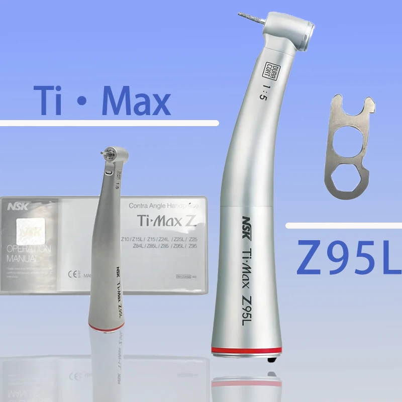 

NSK Ti Max X95L contraangulo Dental 1:5 Increasing Speed Handpiece Against Contra Angle LED Optic Fiber Quattro Spray Red Rings