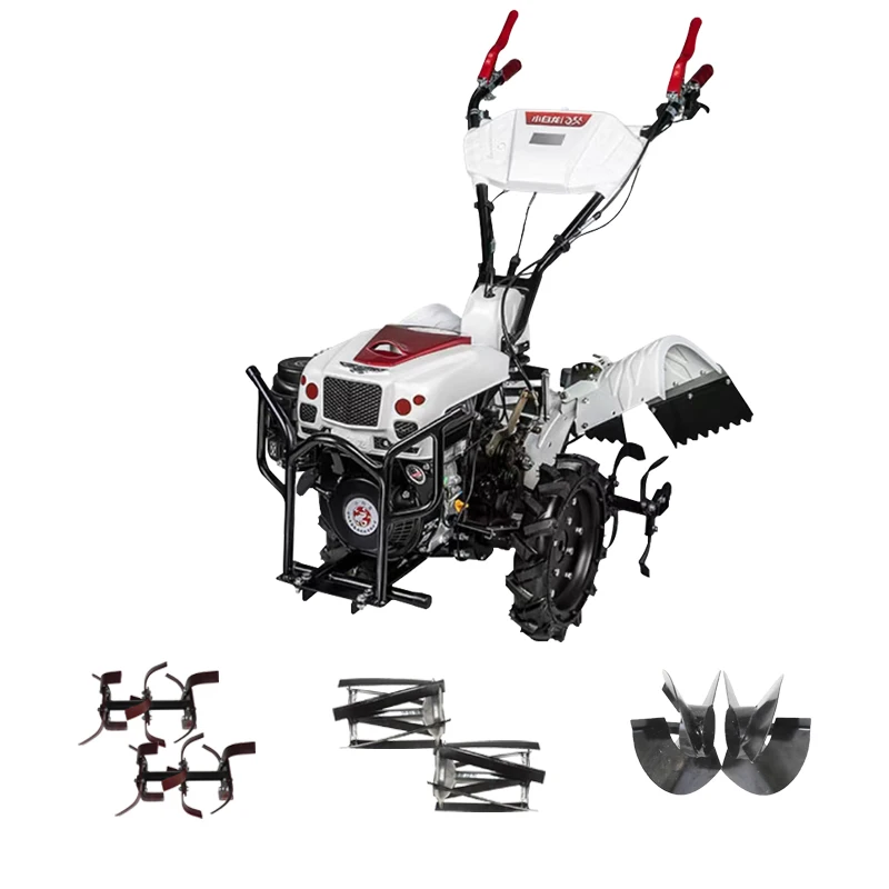 The new four-wheel drive small white dragon Zhentianlong micro-cultivator rotary tillage weeding ditching multi-functional machi