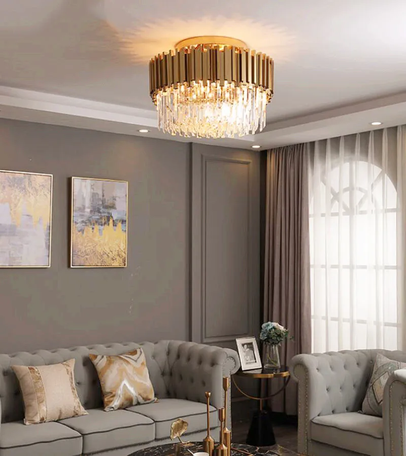 2023 luxus Kristall Kronleuchter Moderne Gold Runde Led Leuchten Für Home Interior