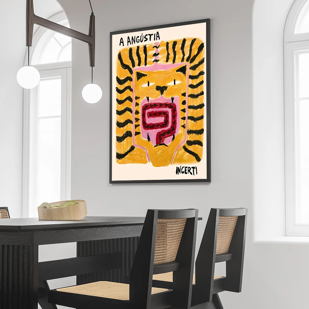 Egypt Colorful Abstract Tiger And Leopard Poster Self-adhesive Art Waterproof Paper Sticker Coffee House Bar Room Wall Decor