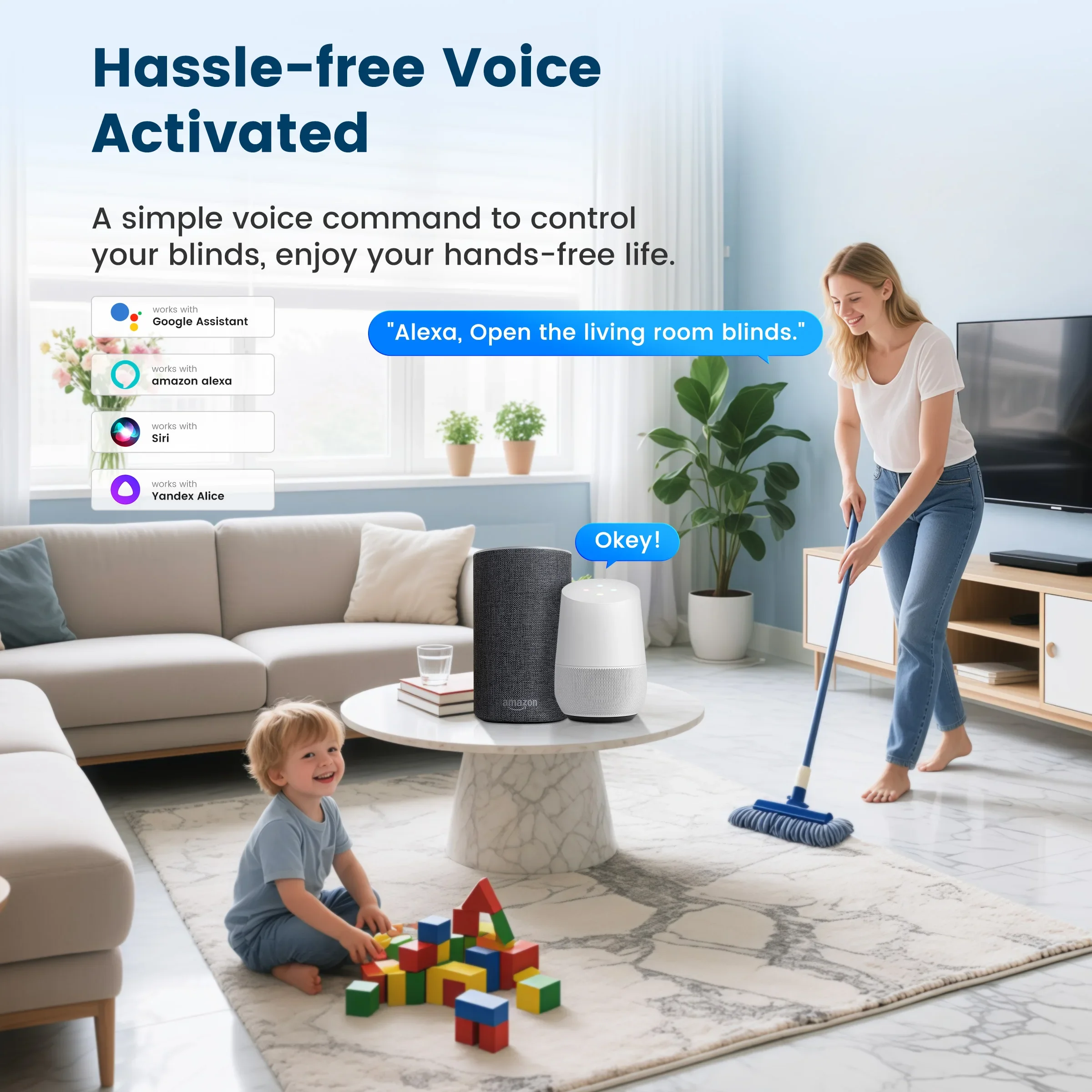 GIRIER Smart Curtain Motor WiFi RF433 Electric Chain Roller Blinds Motor for Shade Shutter Works with Tuya APP Alexa Hey Google view 4