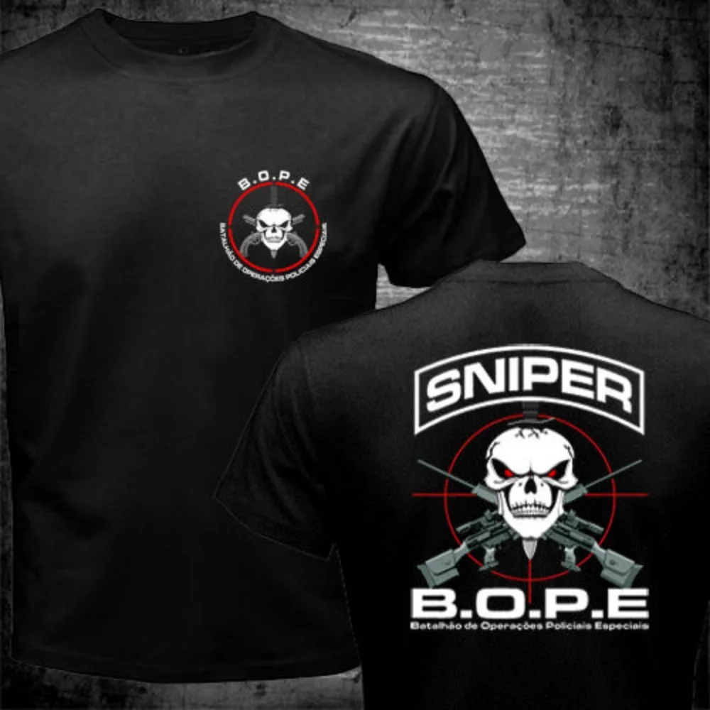 BOPE Tropa De Elite Sniper Unit Scout Brazil Special Forces T Shirt Short Sleeve Casual Cotton Men Shirts