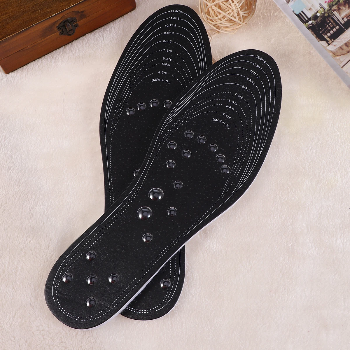 

1Pair Magnetic Acupressure Insoles Black Cuttable Foot Care Stimulate Metabolism Remove Odor Magnetic Pads Foot Care Insoles