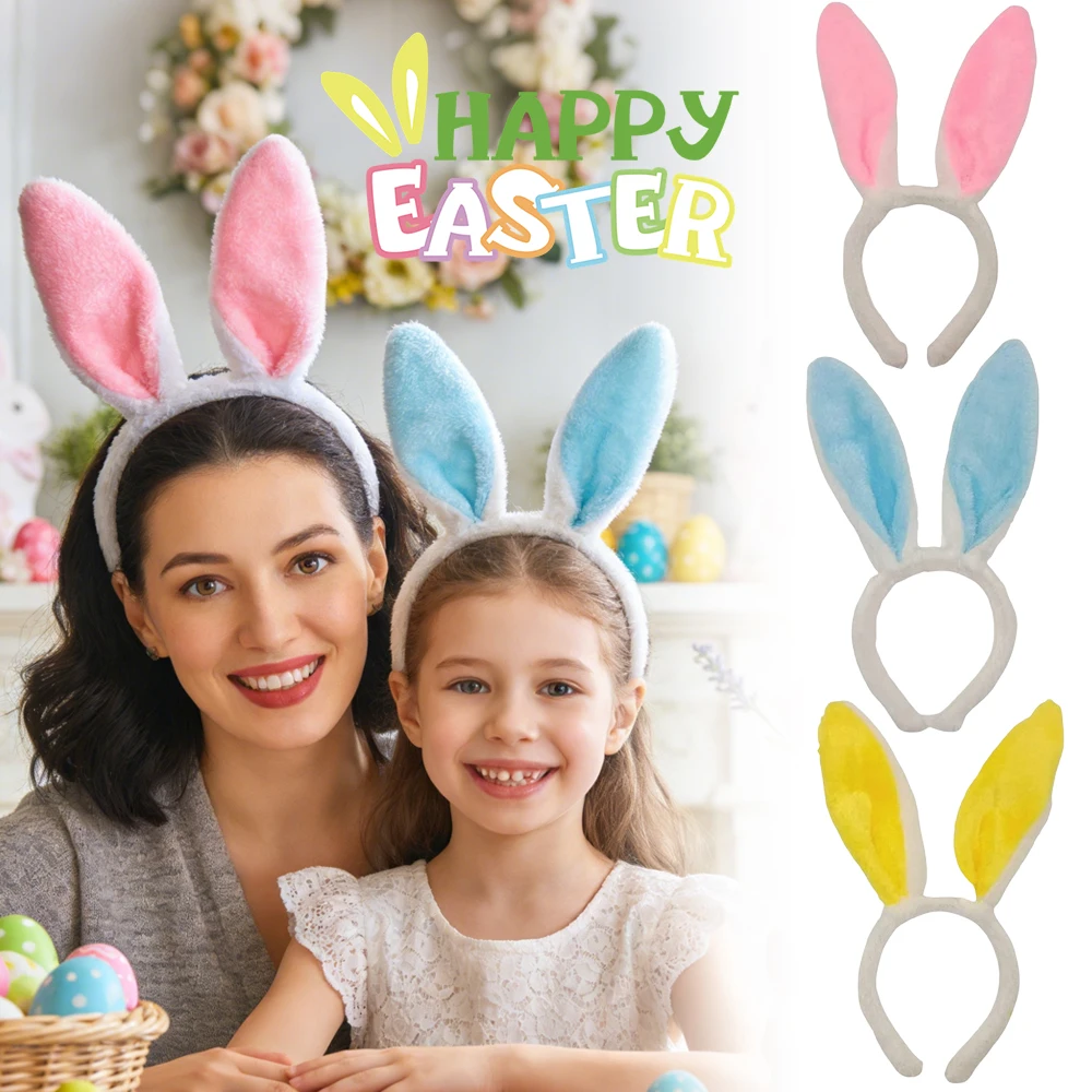 Easter Bunny Ears Headband Fluffy Plush Hair Band Costume Party Favor Accessory for Women Girls Holiday Celebration