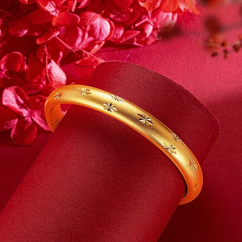 

9999 Real Gold 24K Gold Ancient Gold Heart Sutra Gypsy Star Bracelet, Closed Ancient 8N Ethnic Style Retro Heart Sutra Bracelet