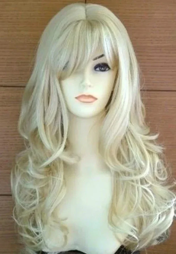 Fashion Long Blonde Curly Cos women's synthetic Hair Wig