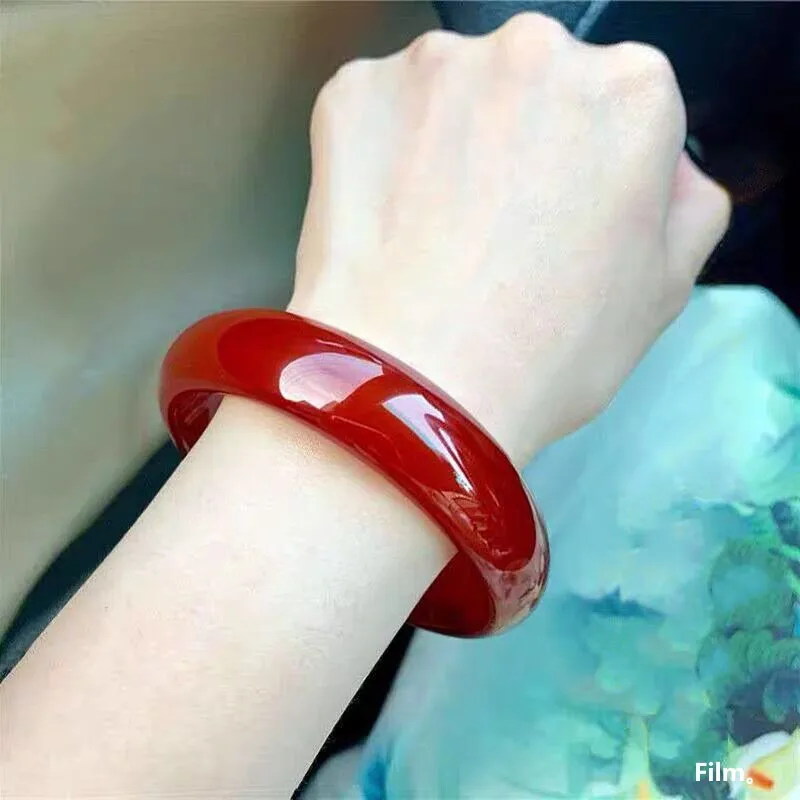 Natural Brazilian Red Agate , Round Chalcedony Women, Lucky Bracelet Year of the Zodiac, Gift for M