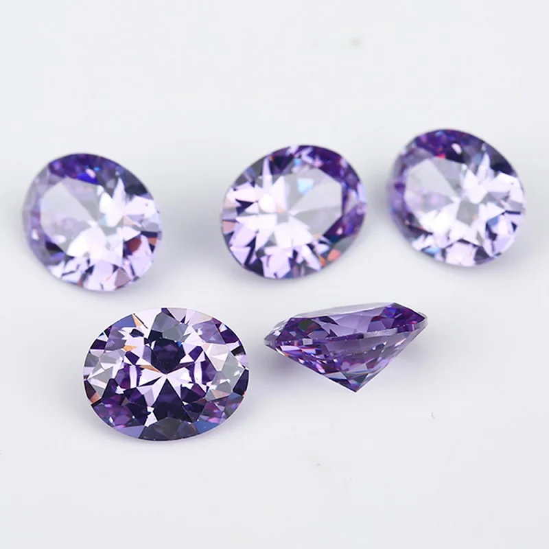 3x5~10x12mm Oval Cubic Zirconia Stone White Lavender Violet Tanzanite SeaBlue Mix 5 Color 5A Loose CZ Synthetic Gemstone Zircon