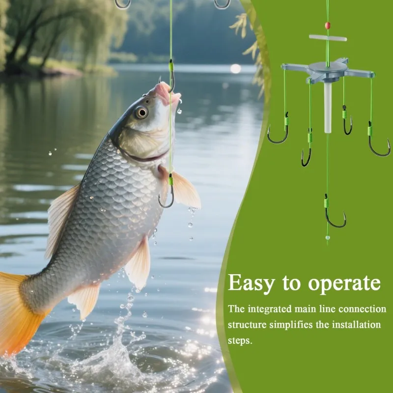 High Carbon Steel Explosion 6 Hooks Fishing Lure Bait Silver Carp Trap Feeder Cage Sharp Fishing Hook with Line Pressing Board - view 6