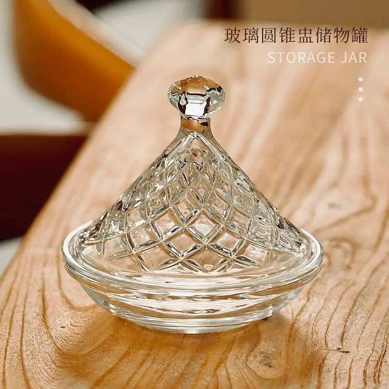 Wave Texture Glass Candy Jar Shaped Glass Storage Jar with Lid  Decorative Snack Nut Container Jewelry Trinket Box Table Decor